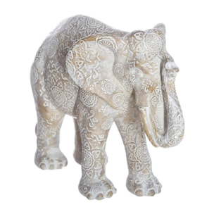 Eléphant Enzo H.15cm résine blanc