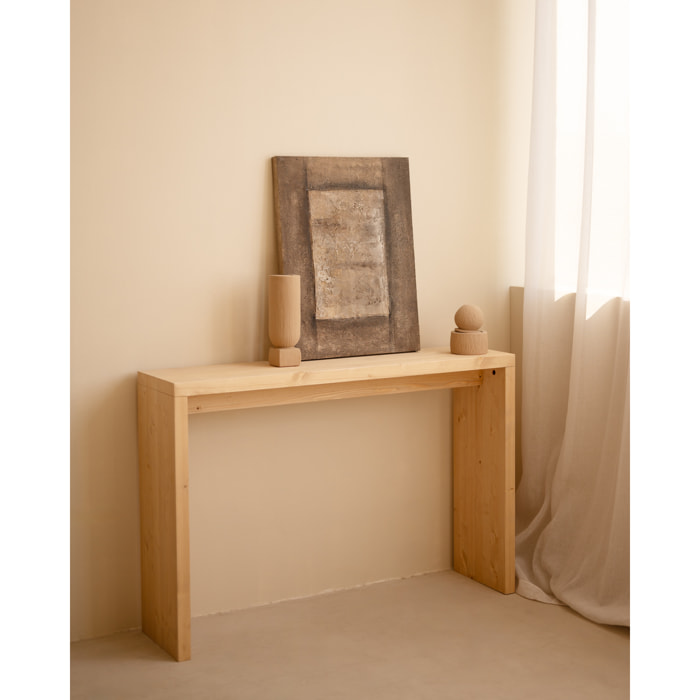 Consola de madera maciza en tono roble medio de 120x80cm Alto: 80 Largo: 120 Ancho: 30