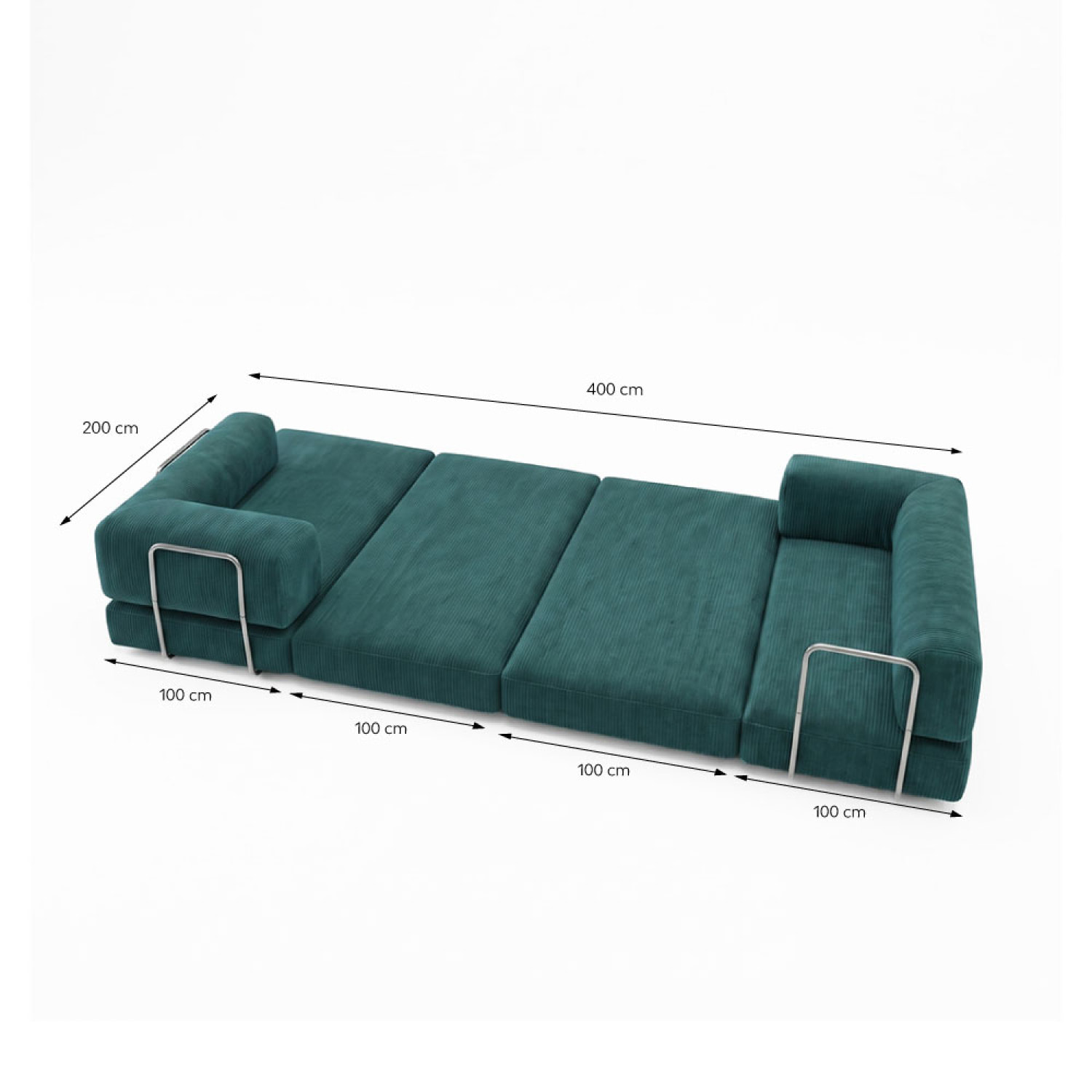 Canapé compressé convertible 5 places à mémoire de forme en velours côtelé vert MELLOW