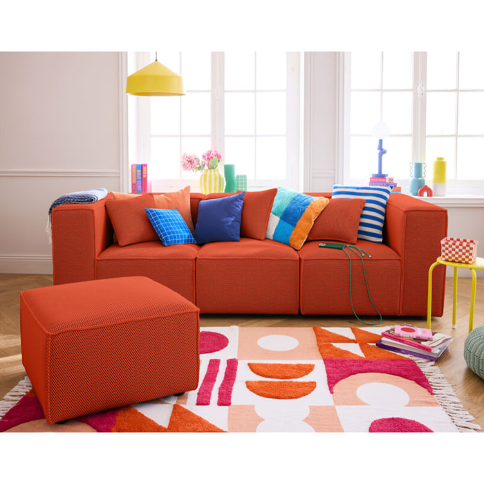 Arty - pouf d'appoint - en tissu mailles 3D - Orange