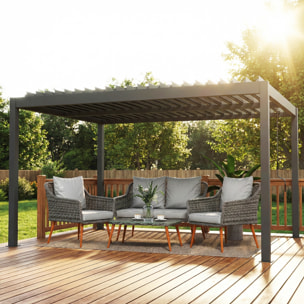 Pergola bioclimatique lames orientables aluminium gris foncé
