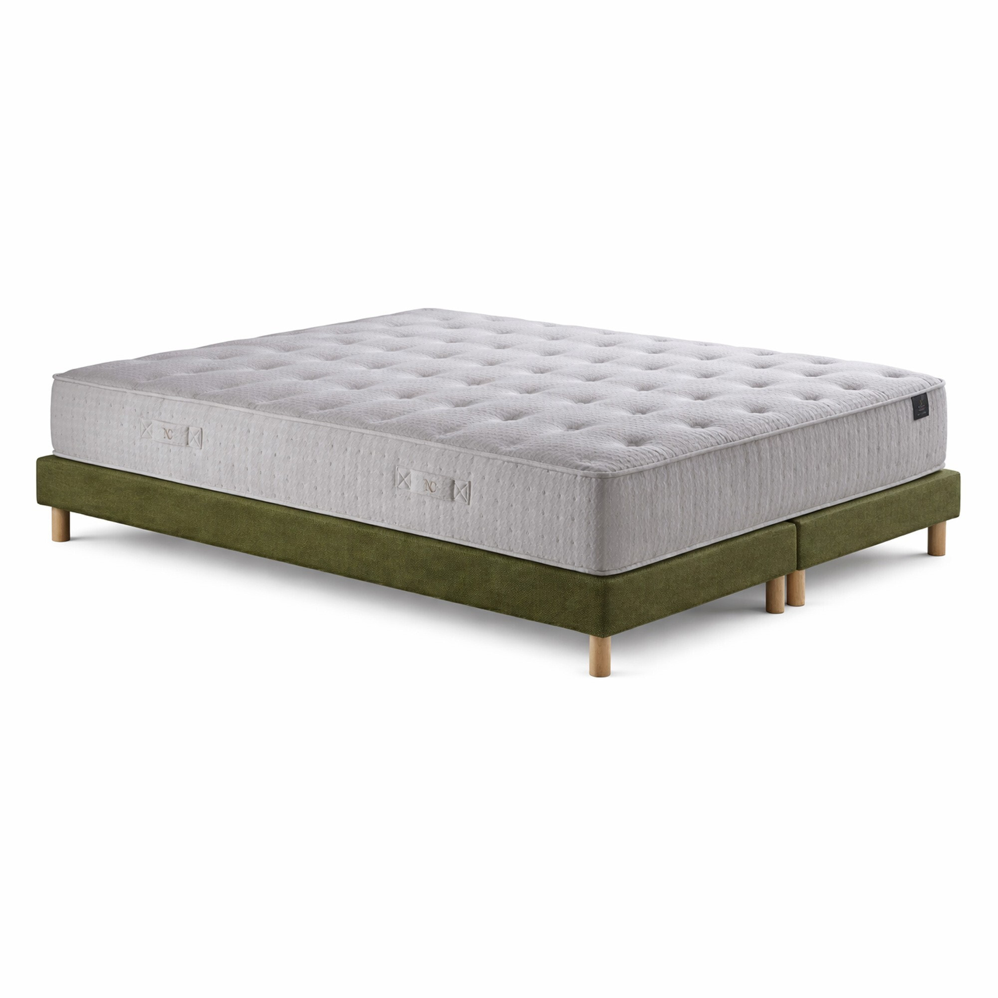 Ensemble matelas ressorts PULSAR, mémoire de forme, H27 cm, sommier vert