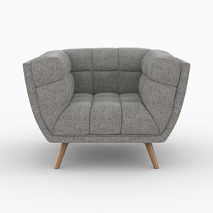 Ensemble canapé et fauteuil en tissu gris 4 places - Carmen