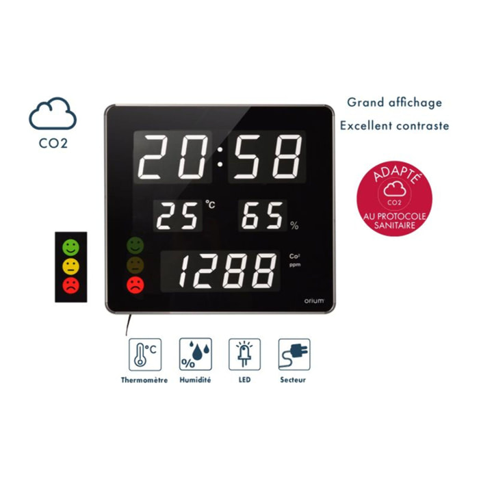 Capteur qualité de l'air ORIUM Mesureur de CO2 & horloge Quaelis 18