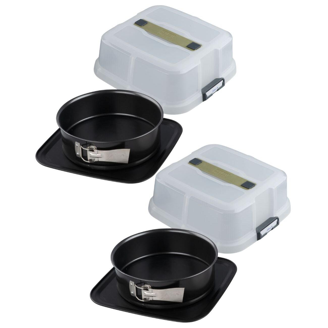 Ensemble de 2 Moules à charnière rond 23 cm avec couvercle de transport Zenker Bake Click and Go