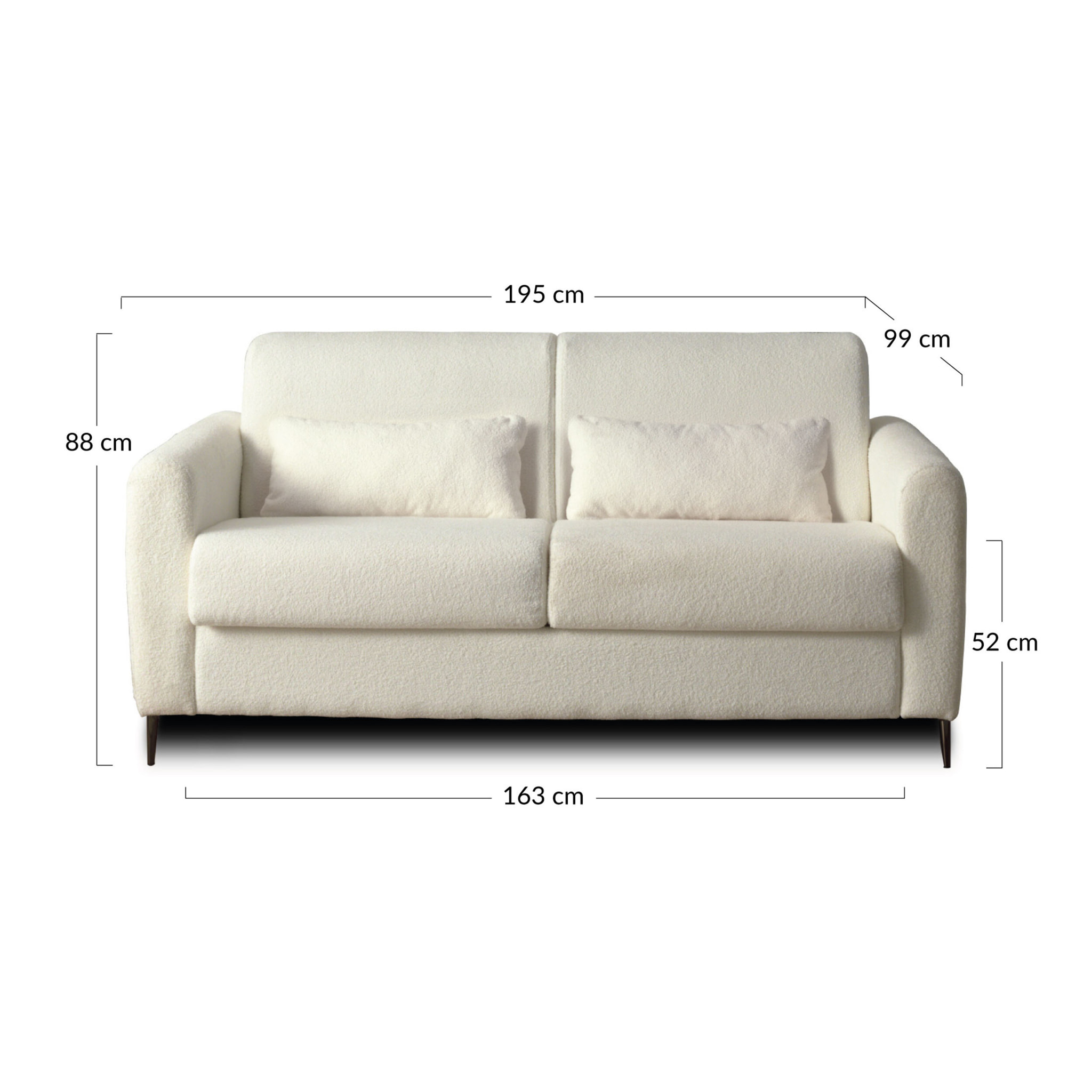 Owen - canapé 3 places convertible express couchage quotidien 140 cm matelas 12 cm en tissu bouclette - Beige
