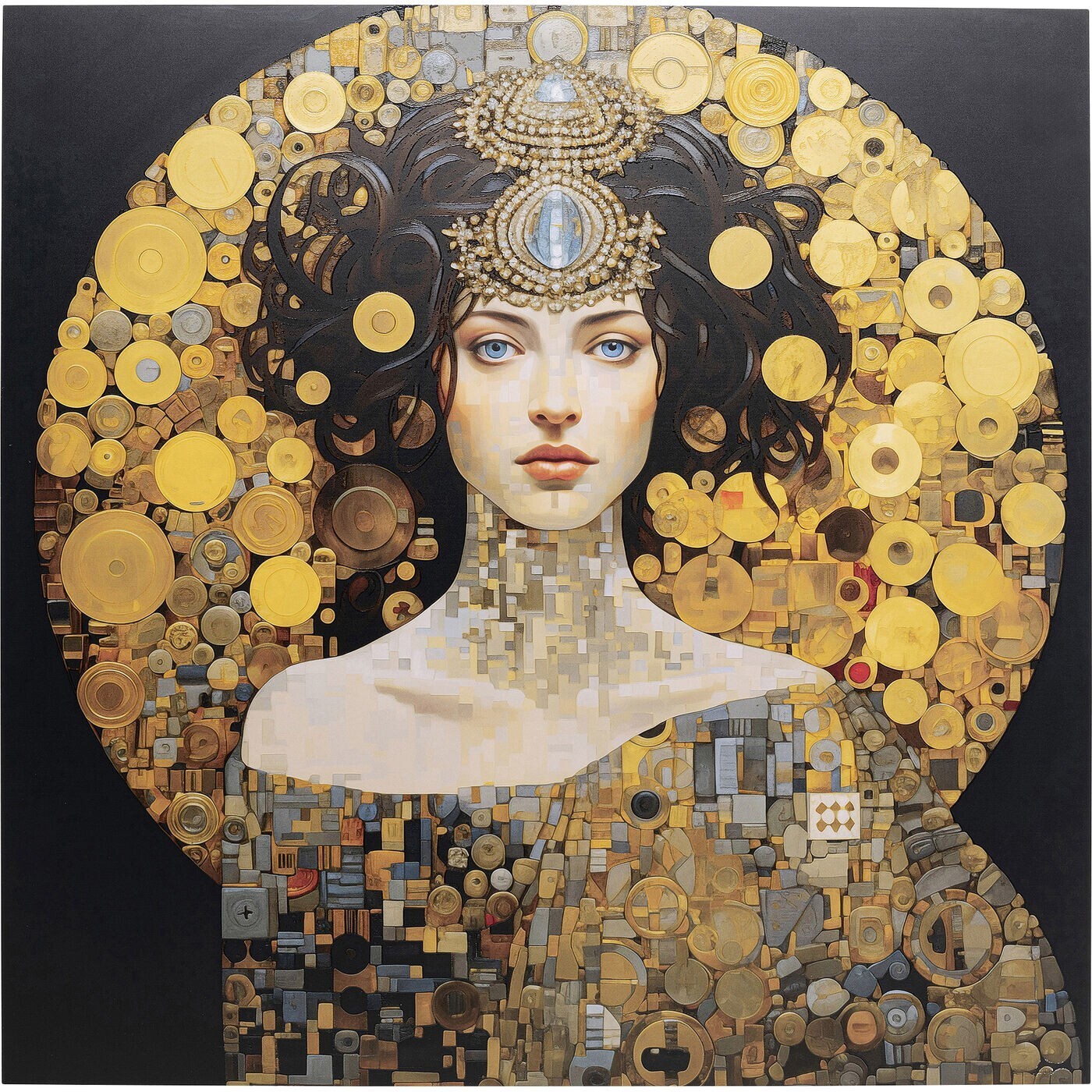 Tableau en verre femme Art Nouveau 80x80cm Kare Design