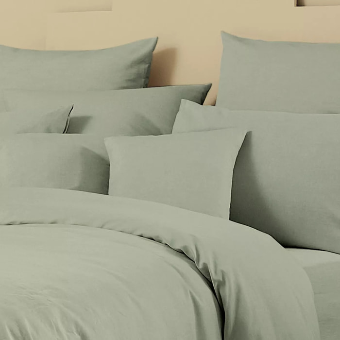 Taie d'oreiller lin & coton 160 g/m² uni vert Le metis francais verde