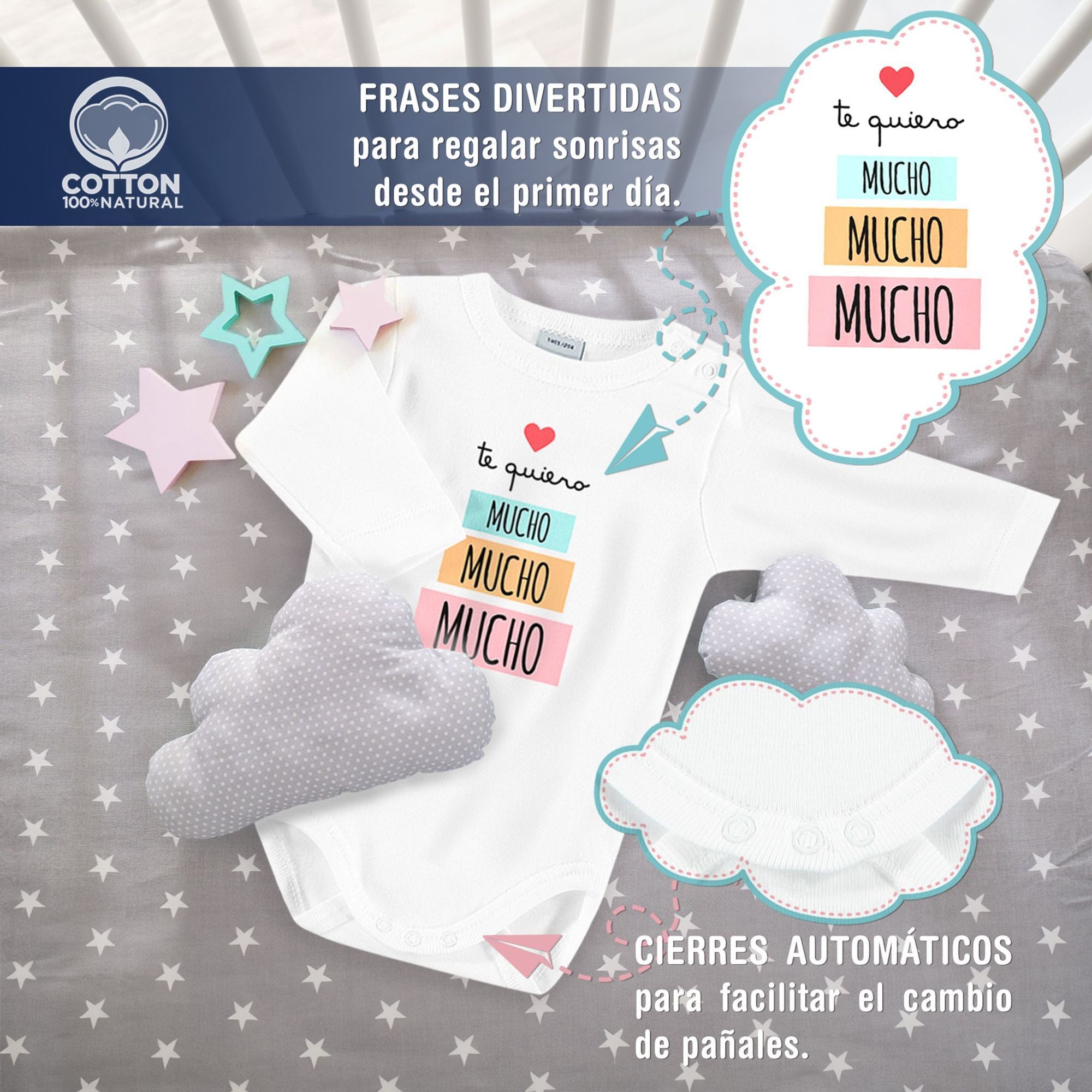 Body bebé manga larga personalizado frases