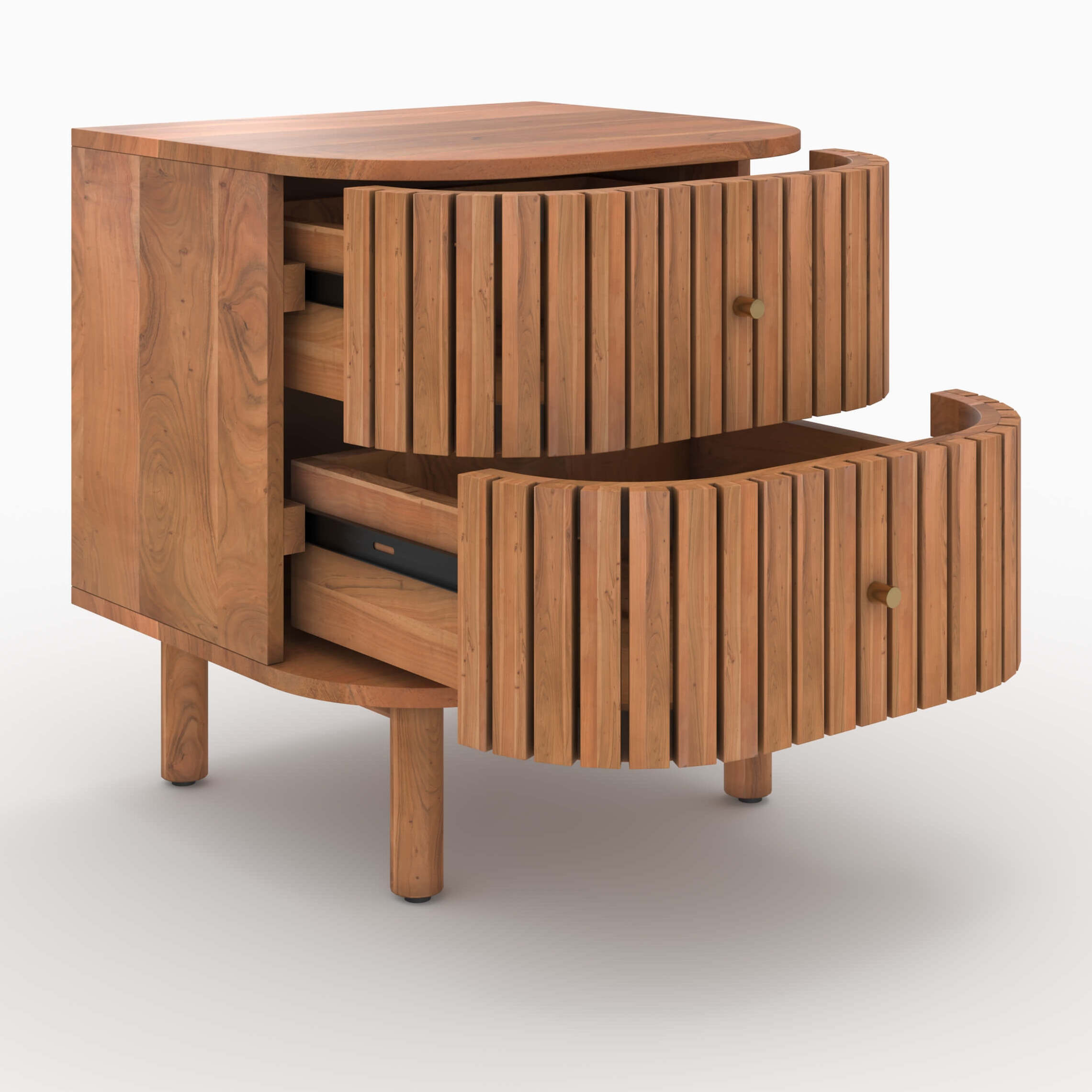 Table de chevet  en bois d'acacia 2 tiroirs - Paola