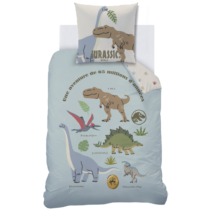 Parure de lit imprimée 100% coton, JURASSIC WORLD SICJU