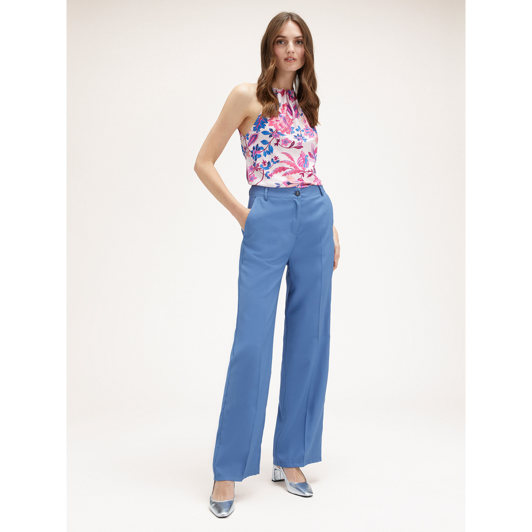 Motivi - Pantalón modelo palazzo vaporosos - Azul