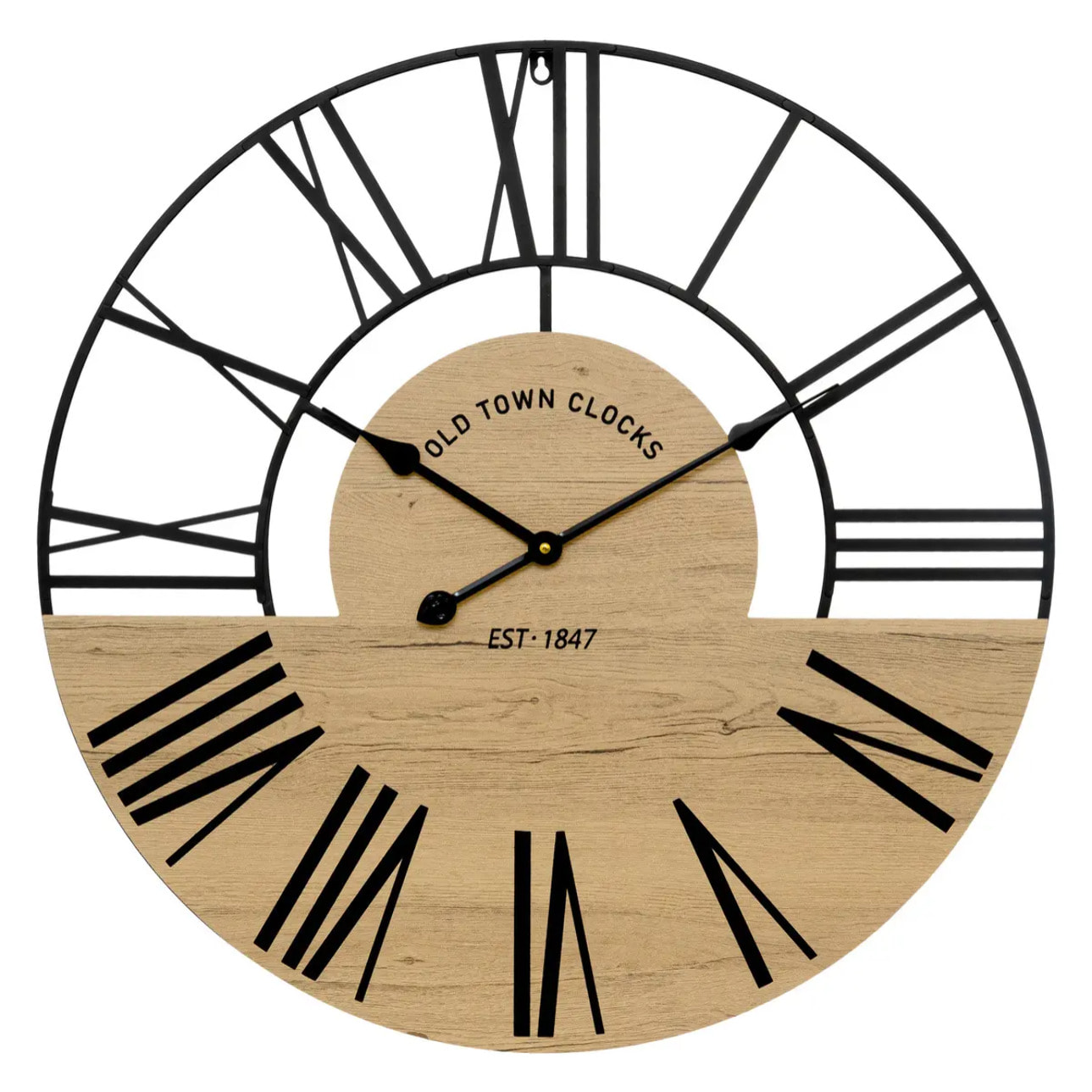 Horloge "Clovis" en bois & métal D70cm