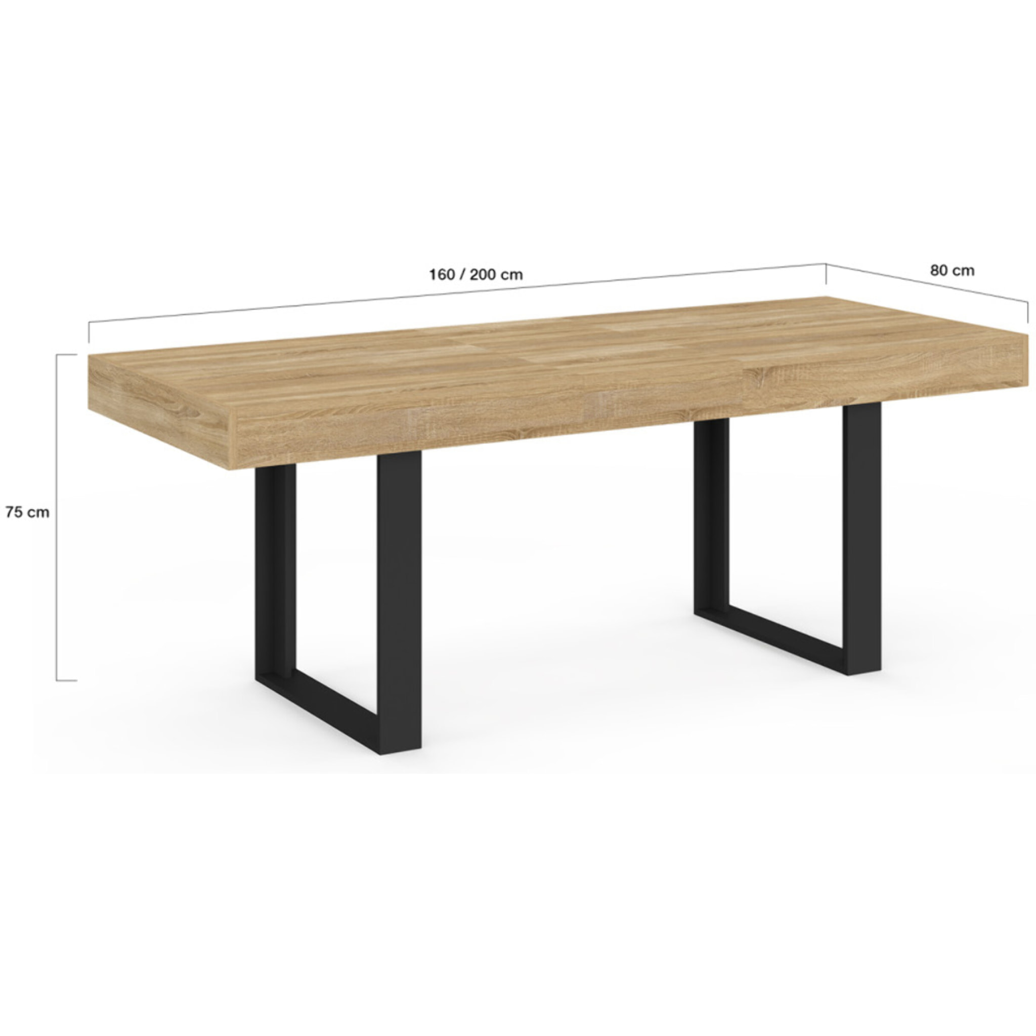 Table à manger extensible Brixton bois et noir 160-200cm