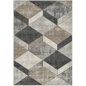 Tappeto Salotto Moderno Geometrico Grigio-Beige