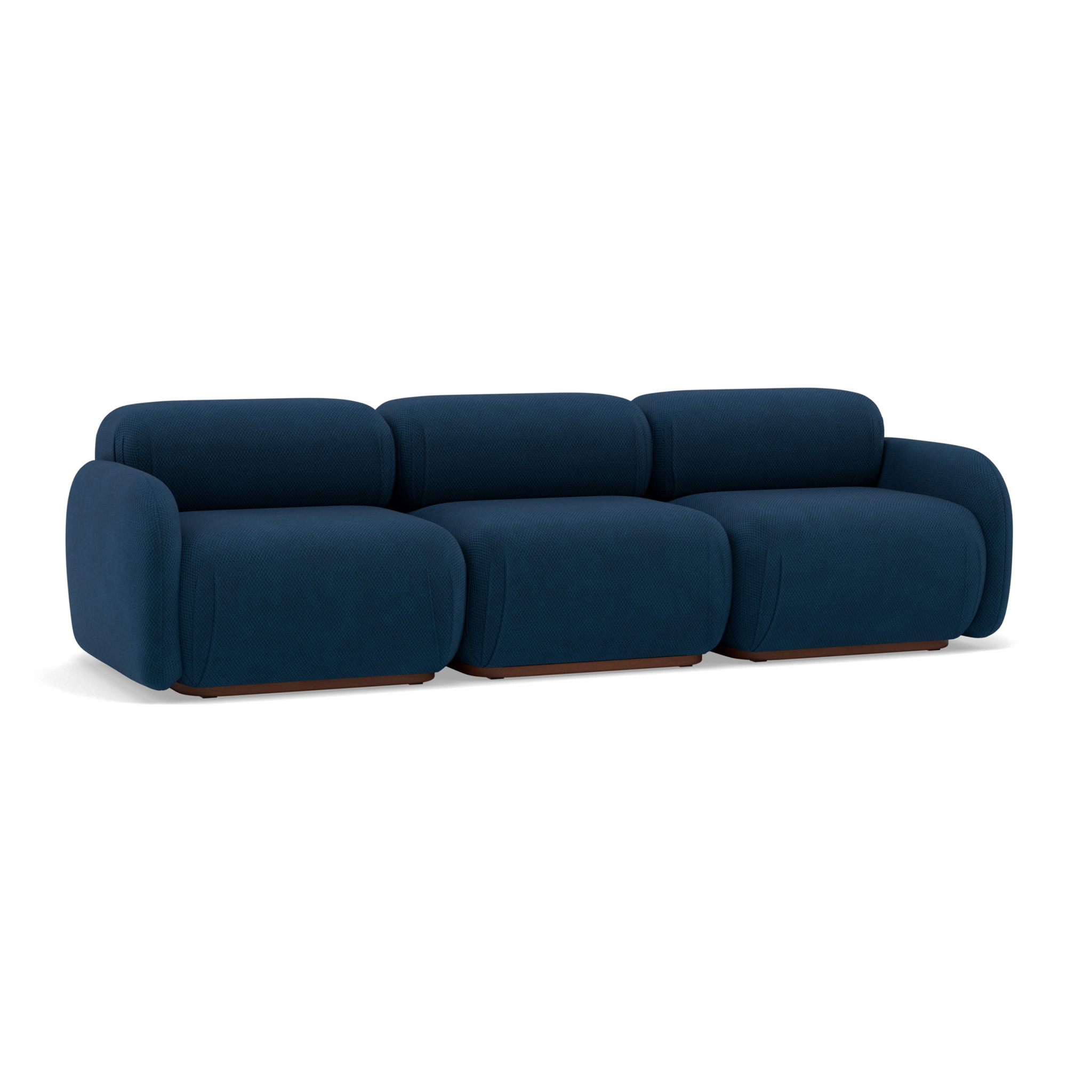 Penelope - canapé droit modulable 3 places en velours texturé - Bleu