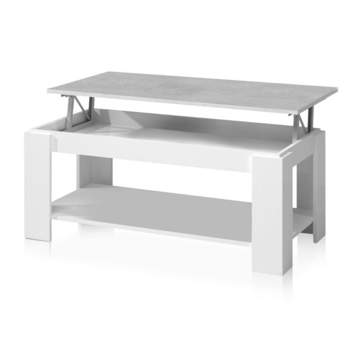 Mesa de centro elevable Lya Blanco Artik (Blanco Mate) - Gris Cemento