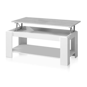 Mesa de centro elevable Lya Blanco Artik (Blanco Mate) - Gris Cemento