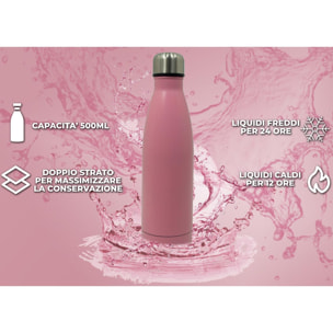 Borraccia Termica Thermos Caldo-Freddo Tinta Unita Rosa