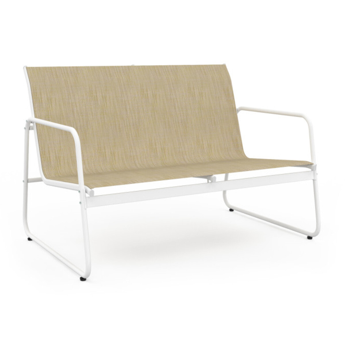 Salon de jardin 4 places en textilène blanc et beige