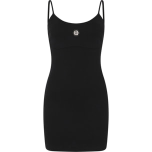 PHILIPP PLEIN Cotton Rib Short Tank Dress Crystal Hexagon