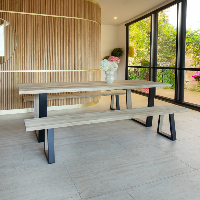 Lot de 2 bancs en bois d'acacia 230cm HERA