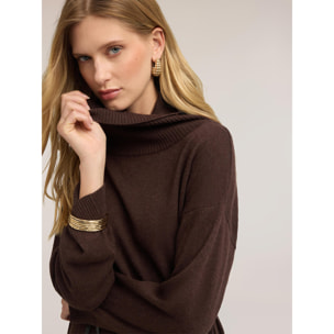 Motivi - Vestito over in maglia a righe - Marrone