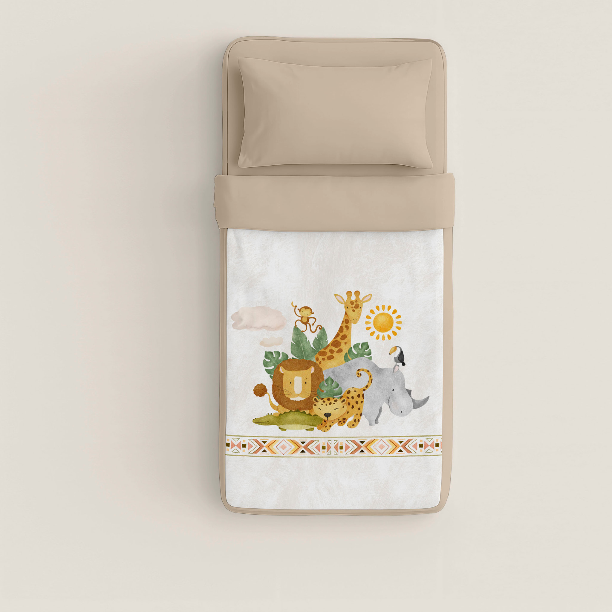 Naturals - Saco Nórdico Estampado - Infantil - Sin relleno - Incluye 1 Funda de Almohada - 100% Algodón - Safari