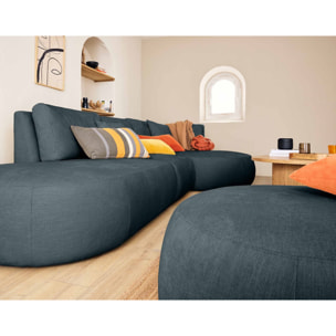 Santorini - module d'assise gauche - en tissu texturé - Bleu grisé