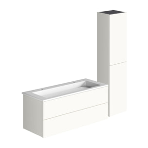 Meuble double vasque 120 cm BURGBAD Cosmo + colonne blanc mat