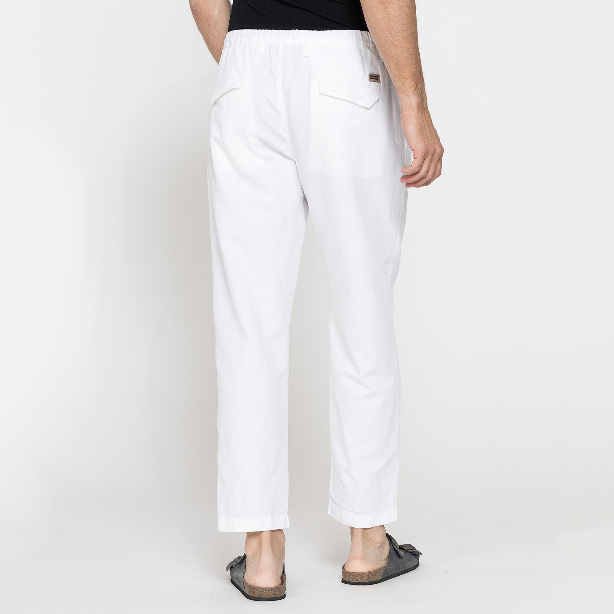 PANTALONE CHINO IN TESSUTO COTONE E LINO CON COULISSE