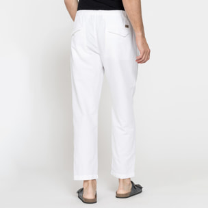 PANTALONE CHINO IN TESSUTO COTONE E LINO CON COULISSE