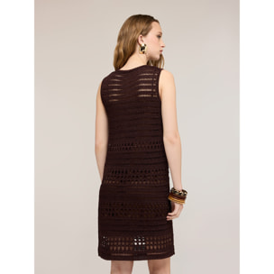 Motivi - Vestito tubino in maglia crochet - Marrone