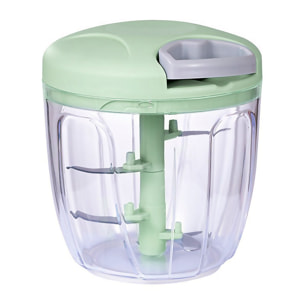 Picadora multiusos con cuchillas de acero inoxidable, corte multidireccional y 900ml de capacidad.