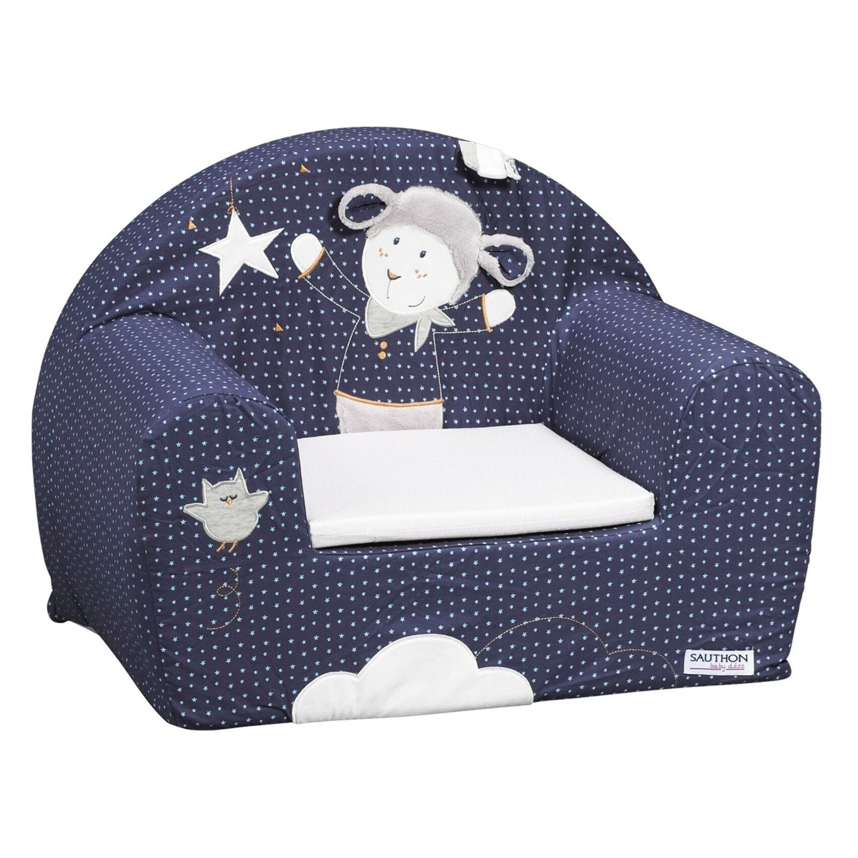 Fauteuil club pour enfant 48x40cm en coton Bleu