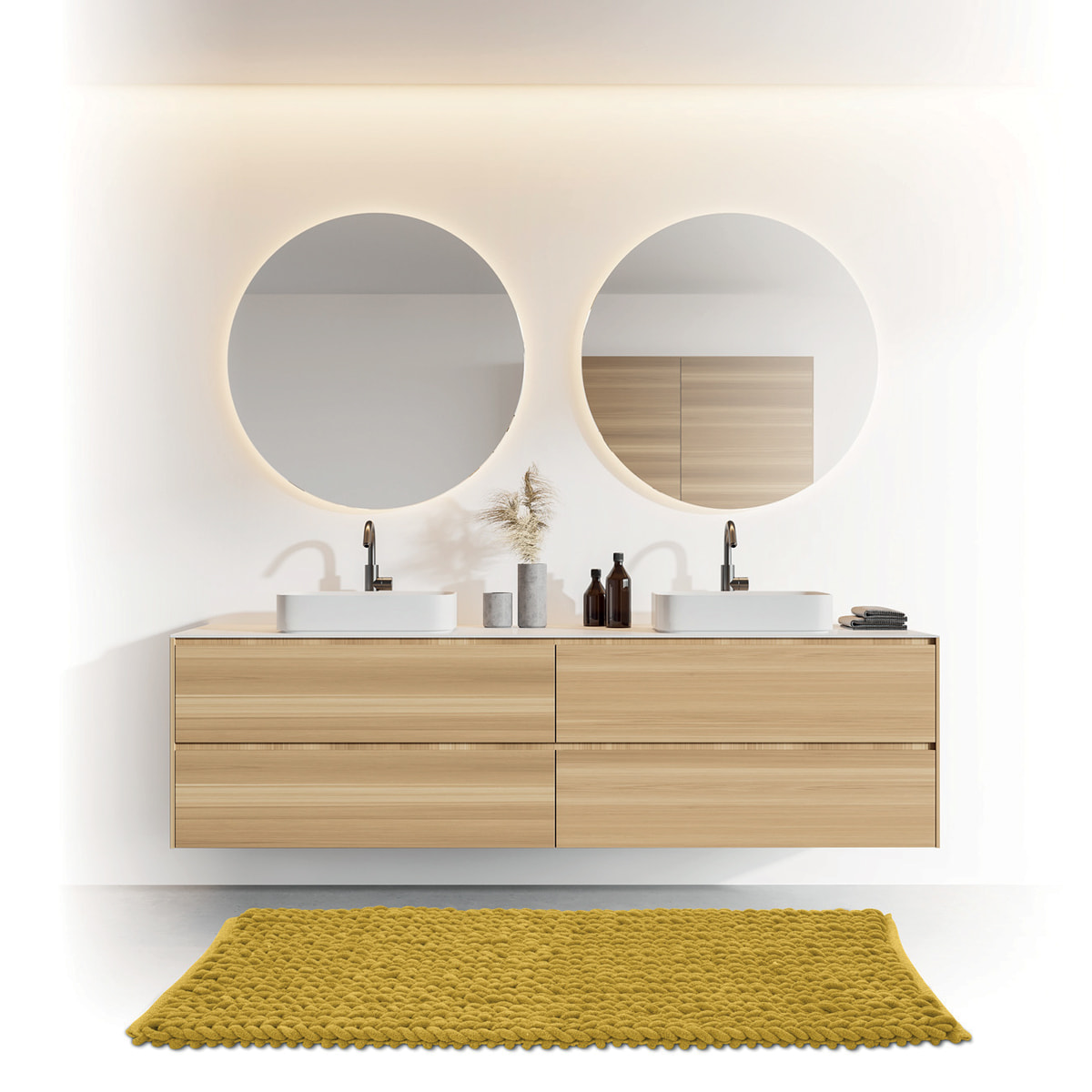 Tapis de bain 50x120cm "Colorama" jaune moutarde