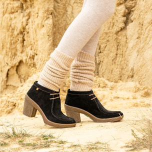 Botines con tacón N5432 SILK SUEDE BLACK / HAYA color Black