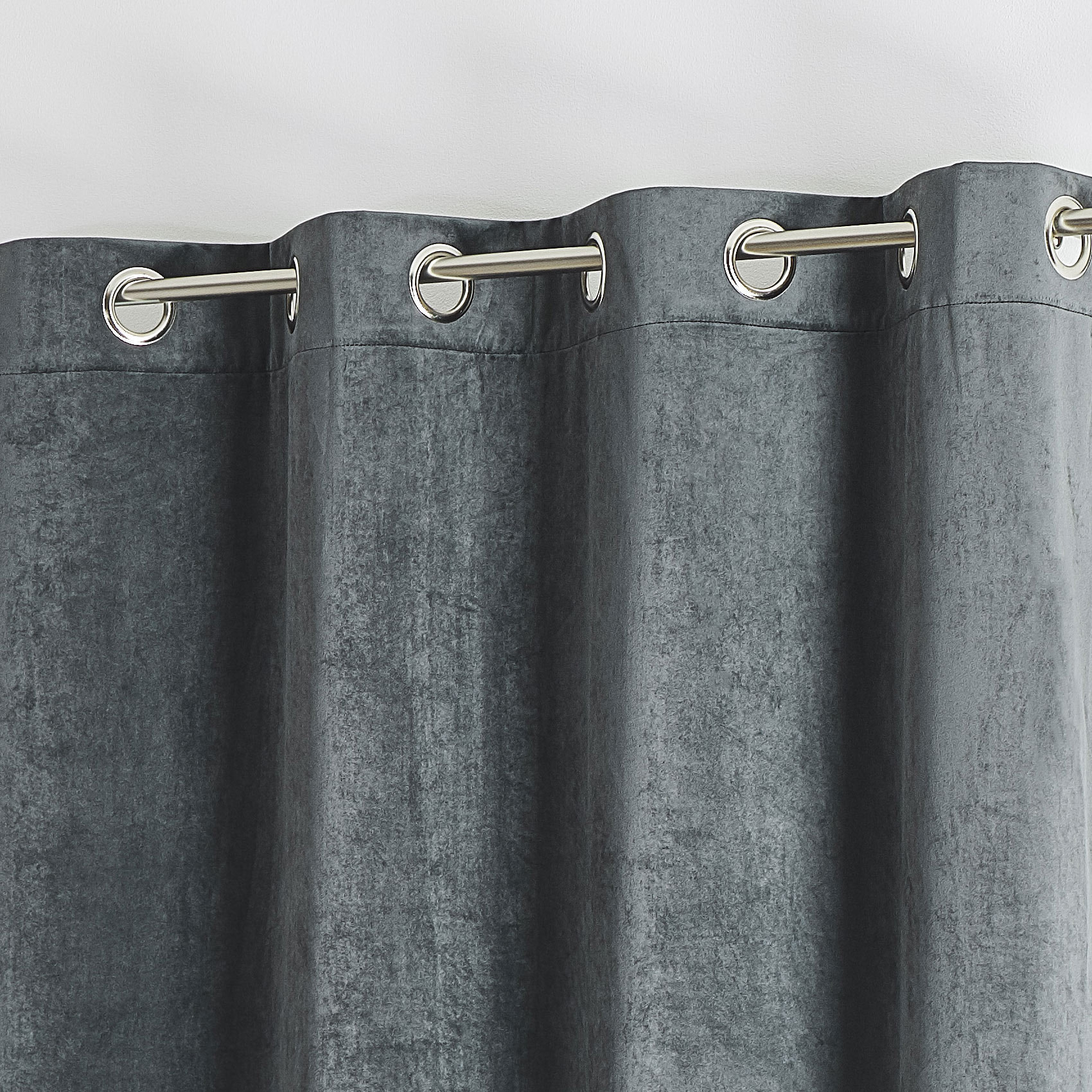 Rideau en velours feutré uni - Gris anthracite