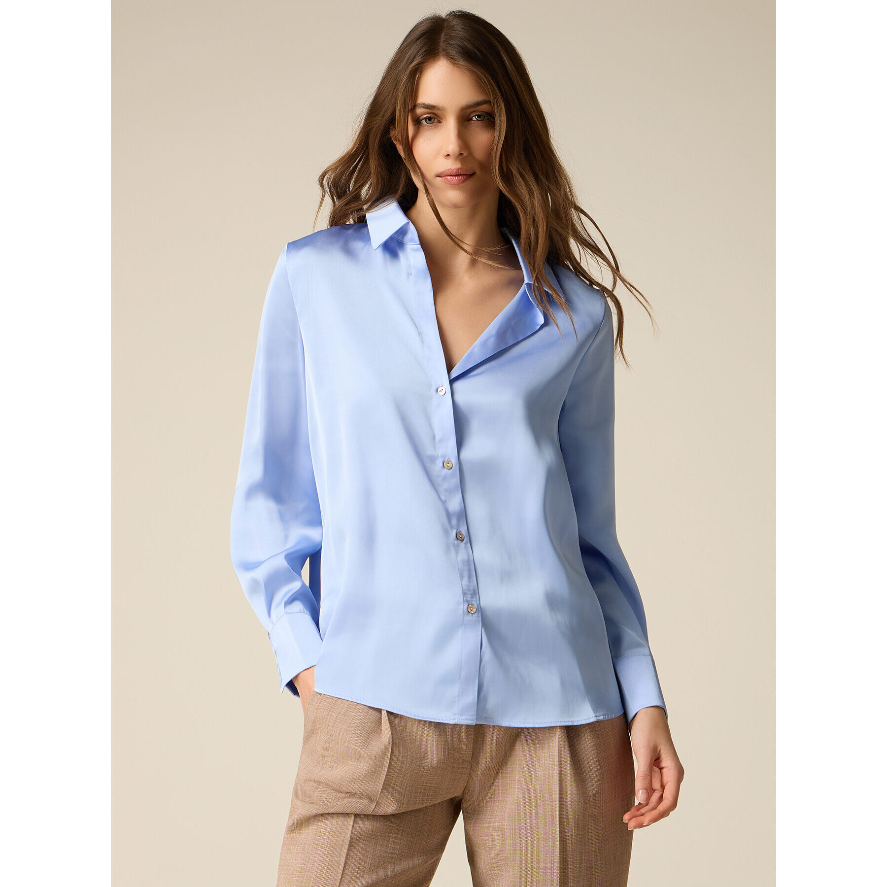 Oltre - Camisa de satén - Light - blue