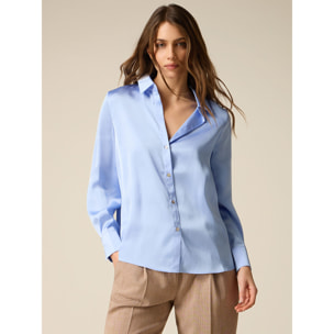 Oltre - Camisa de satén - Light - blue