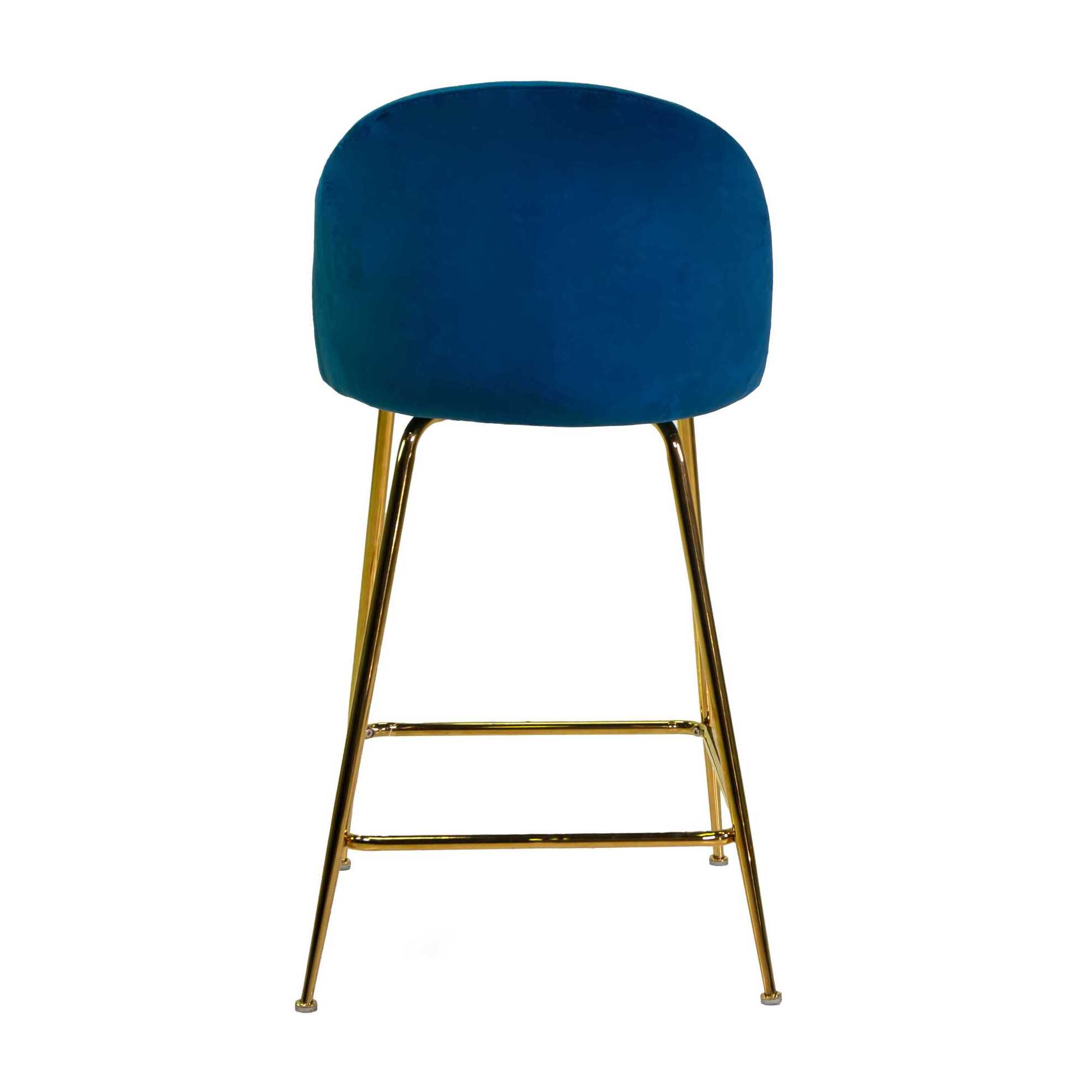 Sgabello Sammi Vacchetti in velluto blu con struttura oro cm44x48h91