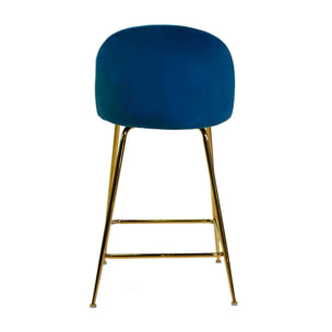 Sgabello Sammi Vacchetti in velluto blu con struttura oro cm44x48h91