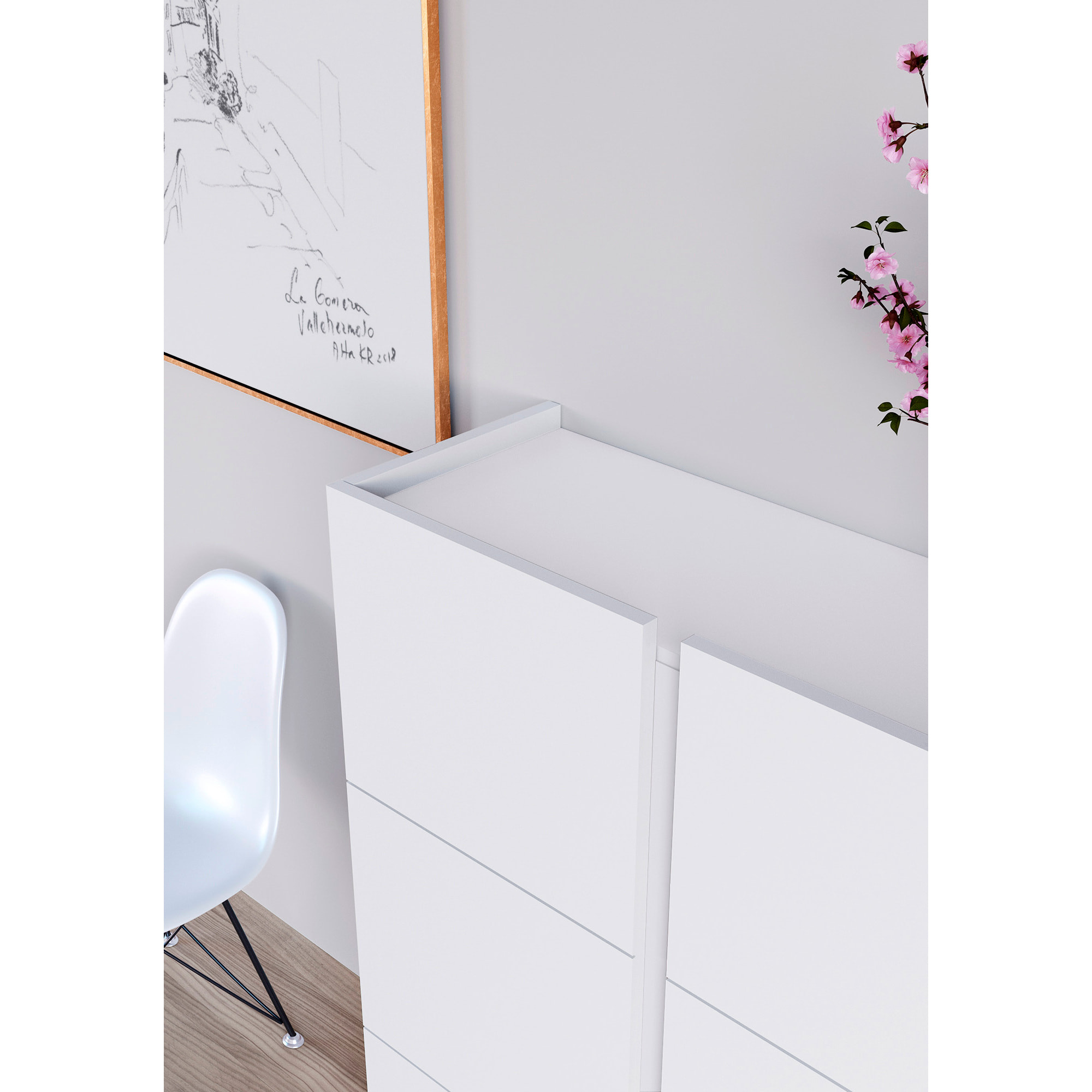 Zapatero Hessa melamina blanco 122x95x35 cm