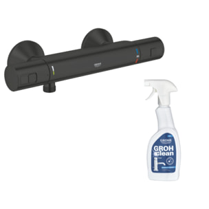 Mitigeur de douche thermostatique GROHE Precision Start noir mat + nettoyant