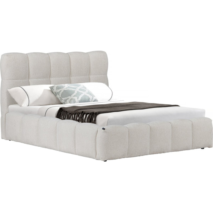 Lit double en tissu avec coffre "Davos" - 160 x 200 cm - Gris