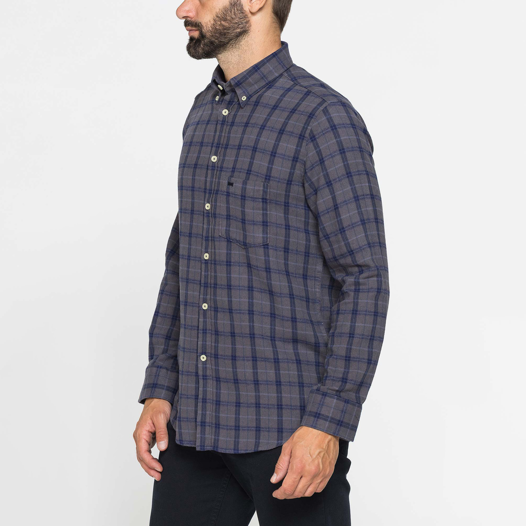 CAMICIA FANTASIA TINTO FILO IN FLANELLA LEGGERA