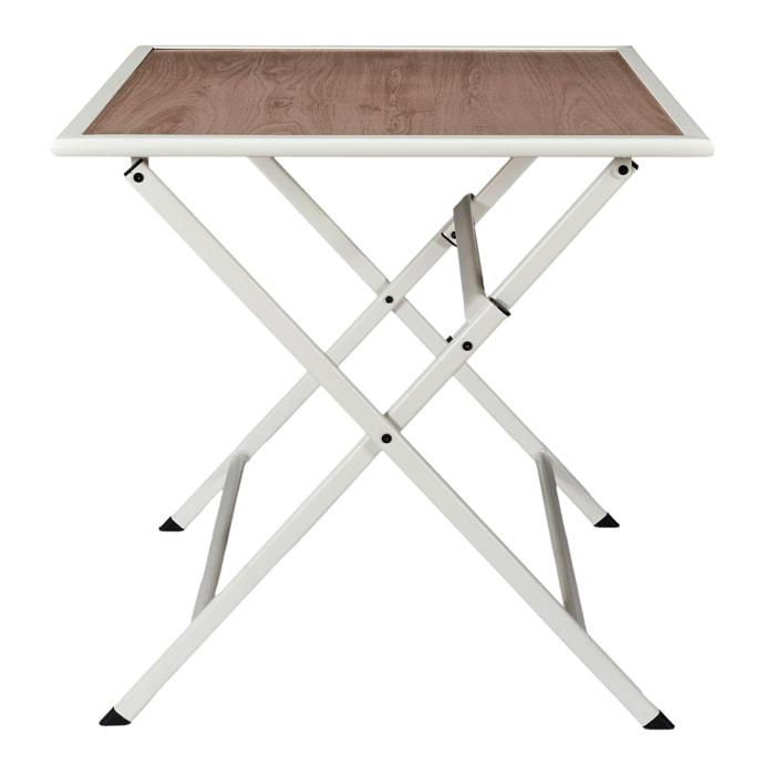 Table Metal Blanc Effet Bois Barcelone 70x70 M1