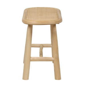 Banc bout de lit 80 cm en rotin et bois de teck exotique - LESLIE