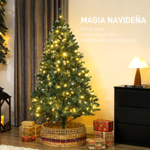 Árbol de Navidad 180 cm, Árbol Navideño de Abeto con Luces LED, 9 Modos de Iluminación, 802 Ramas con Nieve Artificial, Soporte Metálico, Fácil de Montar, Verde