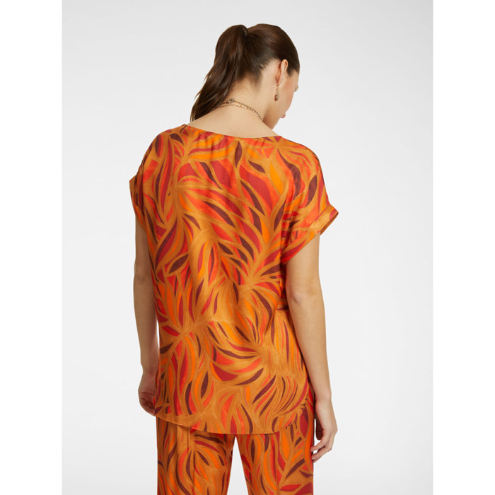 Elena Mirò - Blusa estampada - Naranja sol